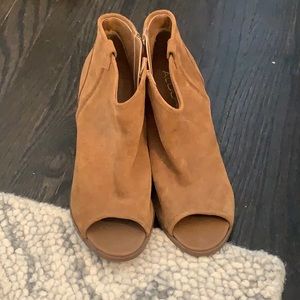 ALDO peep toe suede booties